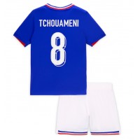 Francúzsko Aurelien Tchouameni #8 Domáci Detský futbalový dres ME 2024 Krátky Rukáv (+ trenírky)